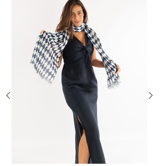 Vanity Moda Positano Sorrento Linen Midi Tank Dress Side Slit - Picture 1 of 9